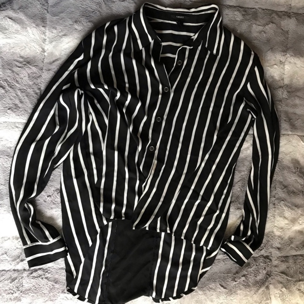 Forever 21 strip button down blouse